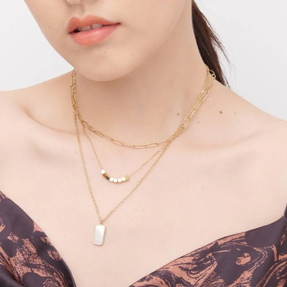 NEW Natural Shell Square Pendant Necklace - Picture 5 of 7